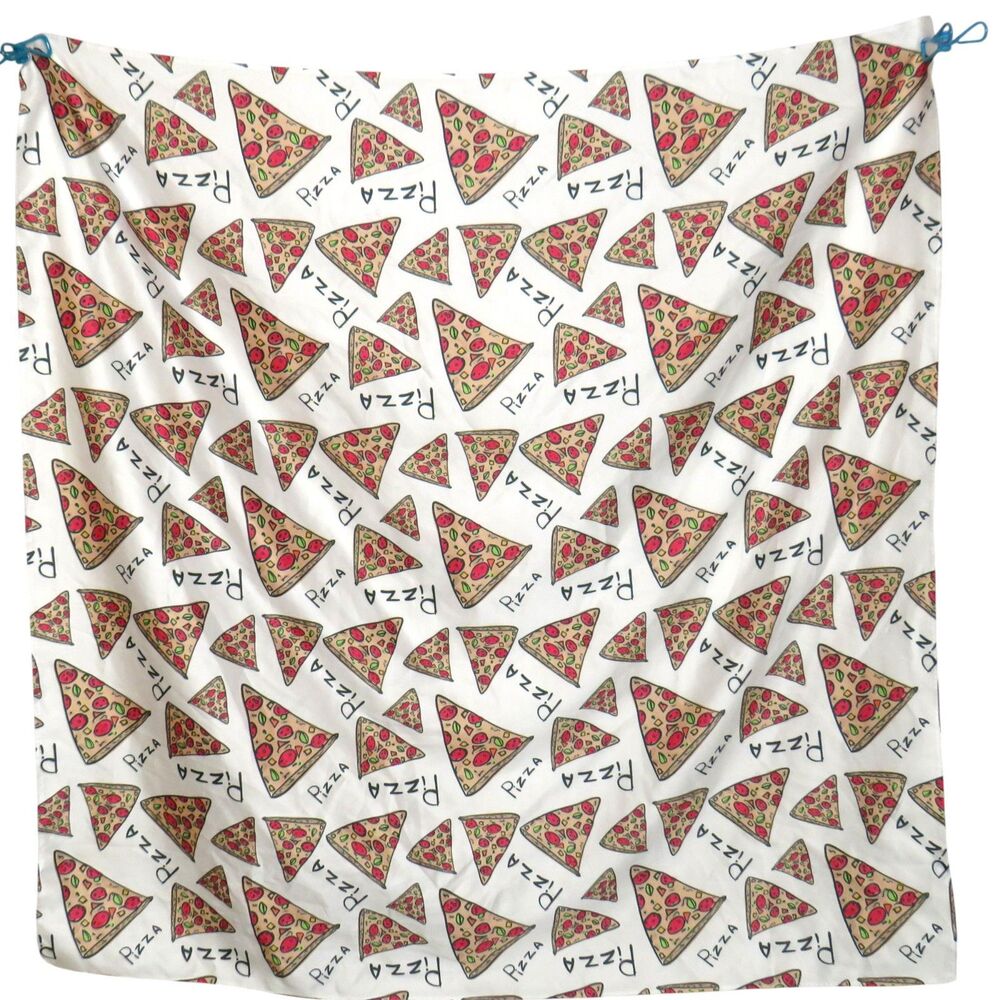 Pepperoni Pizza Print Satin Bandana Scarf   27x27